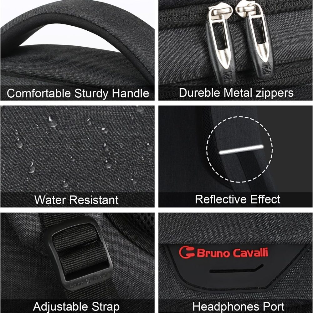 Laptop Backpack,Business Travel Anti Theft Slim Durable Laptops Backpack with USB Charging Port,Water Resistant College Computer Bag for Women & Men Fits 15.6 Inch Laptop and Notebook - Black - Image 4